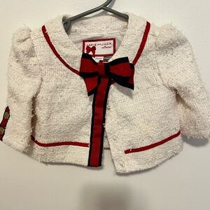Janie and Jack Textured Cream Blazer with Red Trim